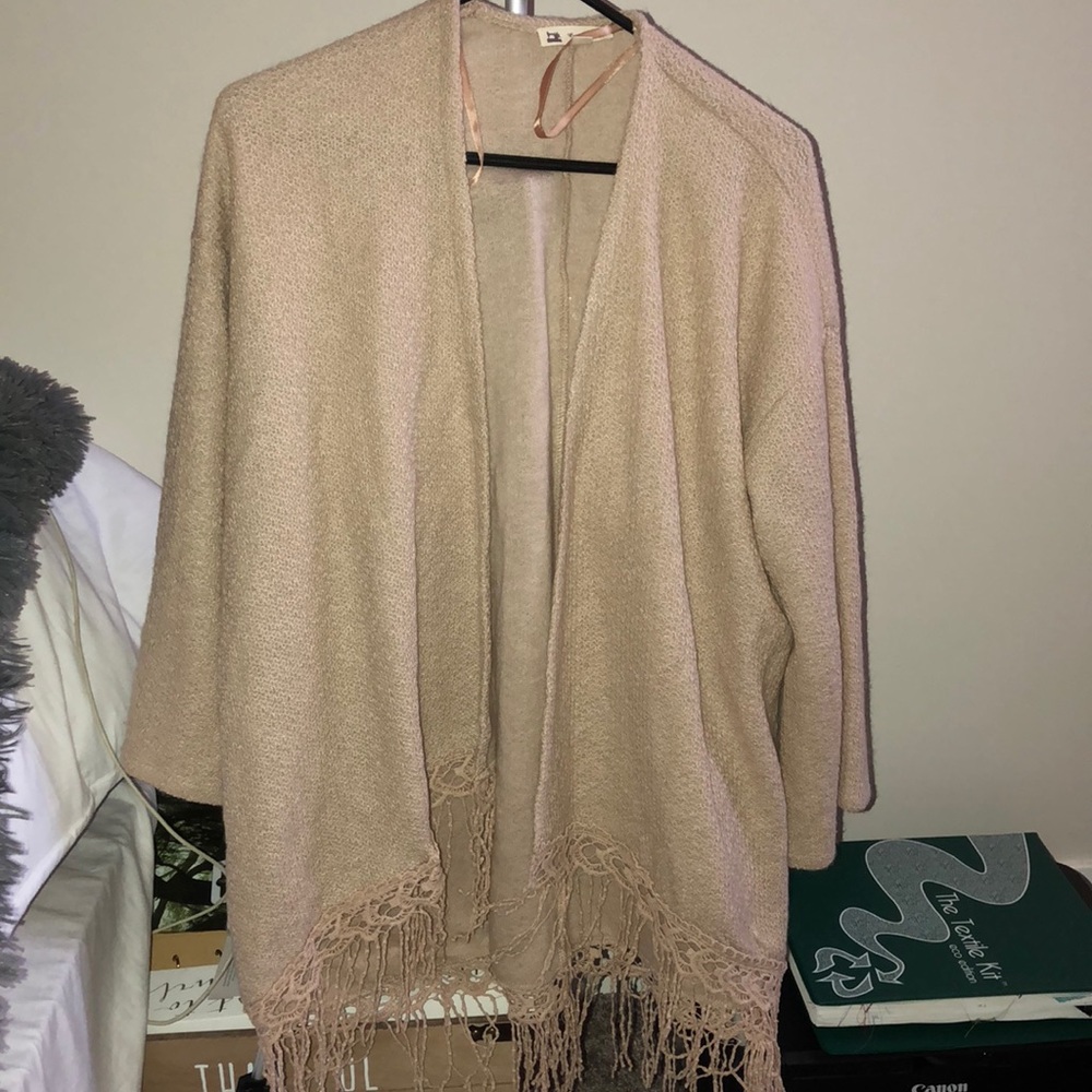 Fringe bottom cardigan